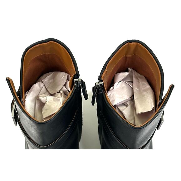 Franco Sarto Emina Black Leather Pointed Toe Wedge Ankle Boot Womens 7M New $190 - Picture 10 of 13